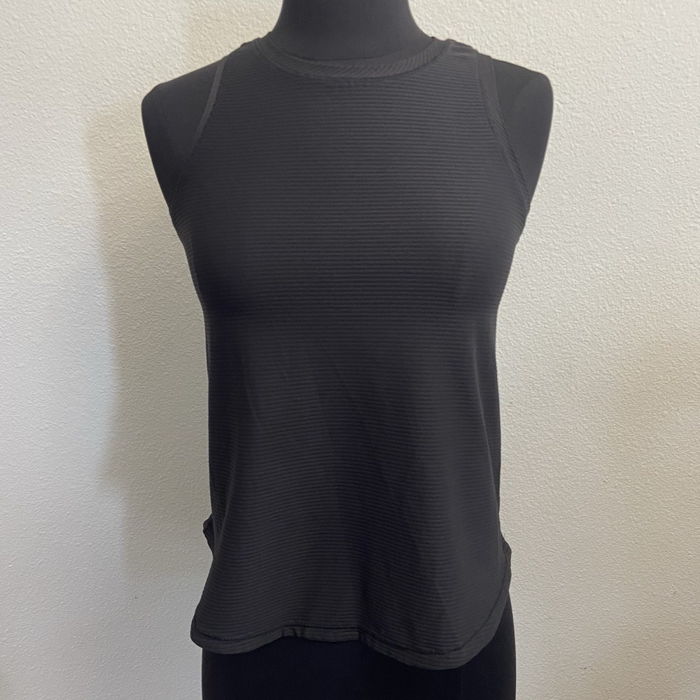 Calia Women's Drop‎ Needle Shirttail Tank Ribbed Size XXS Pure Black NEW Wicking